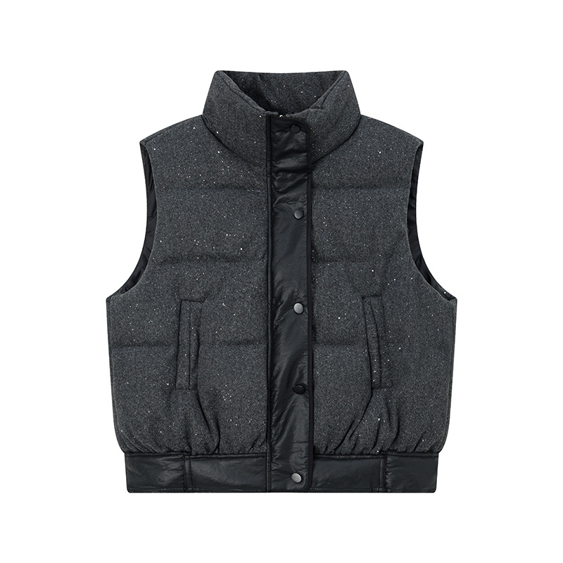 Comercio exterior nuevo caballo de algodón de pluma corto de cuello corto chaqueta sin mangas de hombro de camisa chaleco casuales de mujer image 5