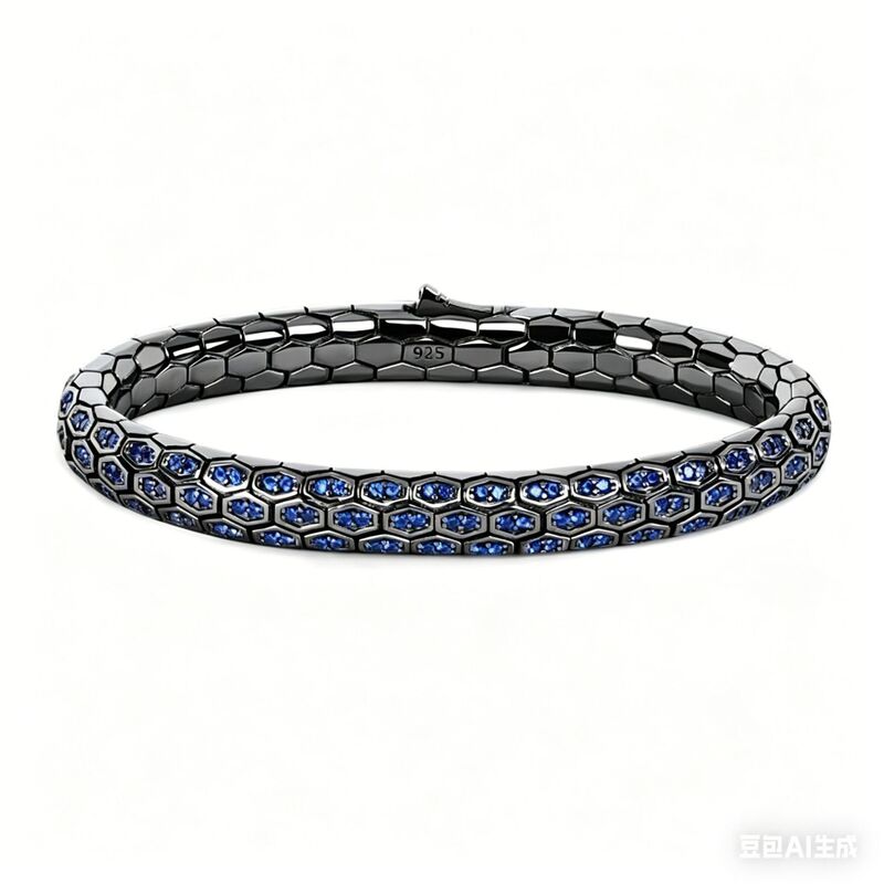 New Blue Stone Snake Pattern Bracelet for Men and Women, Zircon Full Diamond Snake Bracelet, Men's Style, Light Luxury and High-End Feel, Gift for Boyfriend