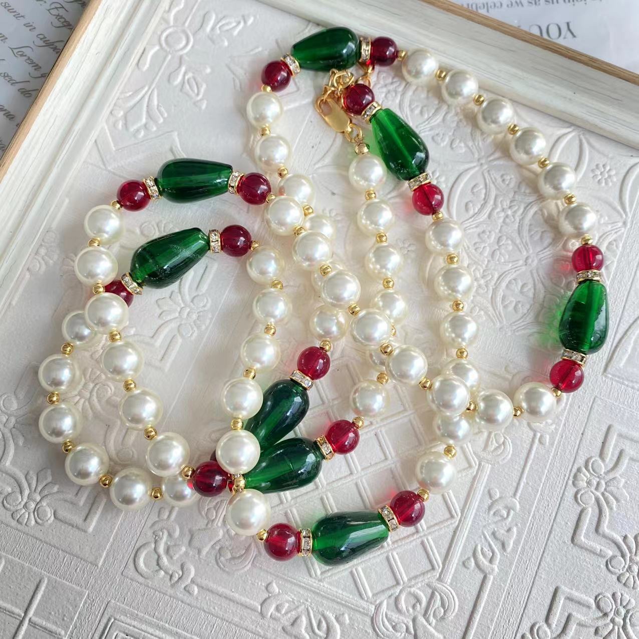 Chinoiserie Geometric glass Handmade Womenu0027S Necklace 1 Piece