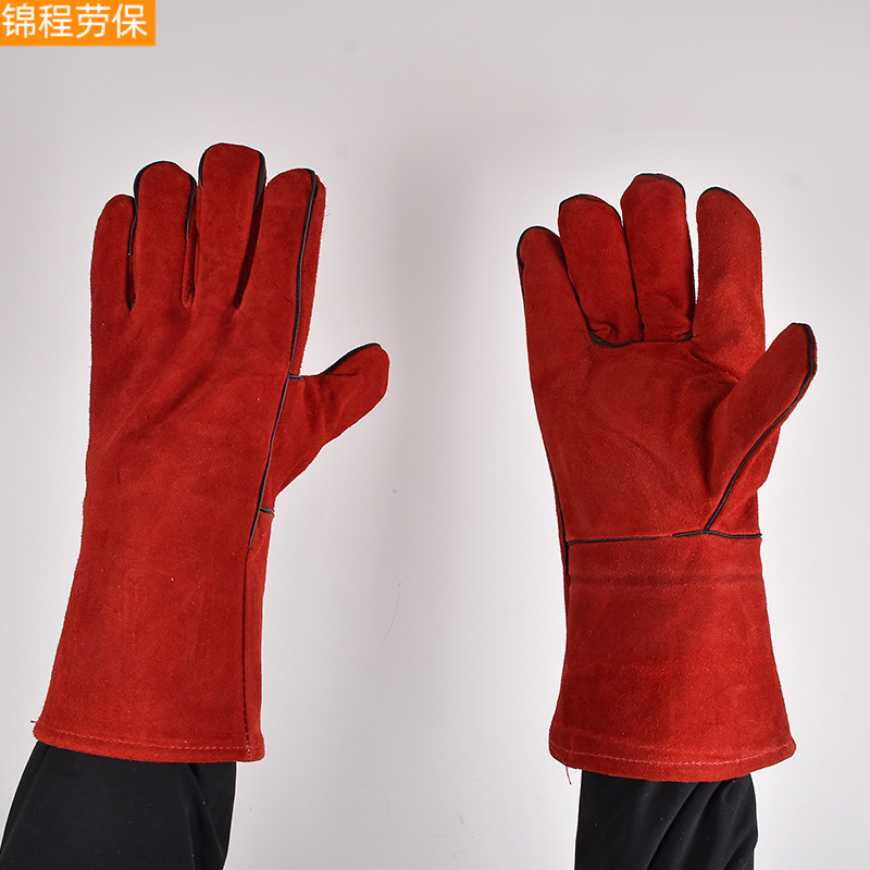 Guantes de soldador de protección laboral engrosada guantes de reparación de automóviles a prueba de fuego flor Splash guantes de piel de vaca al por mayor