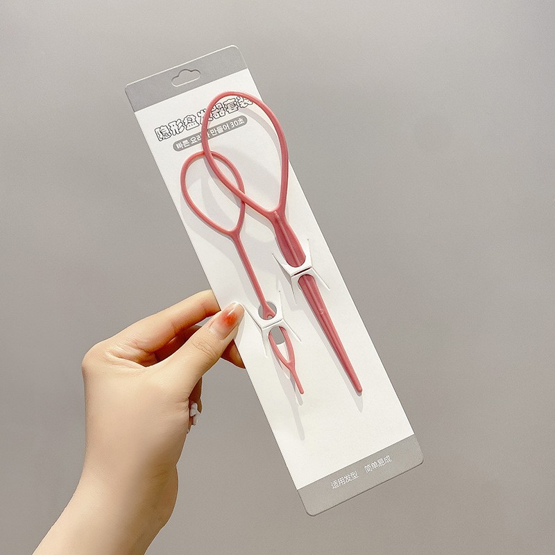 Four-piece set of hair curler for adults hair puller wear hair puller pin for lazy people hair removal tool for knitting hair artifact for children hair puller