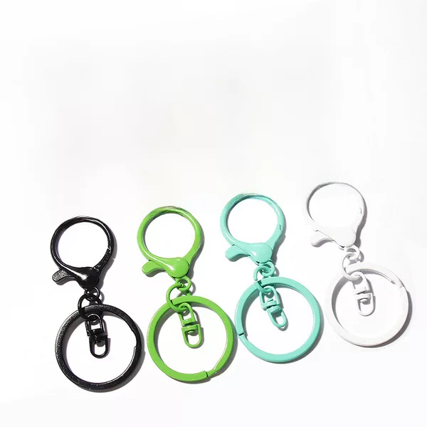 Color paint zinc alloy round Dragon keychain lobster buckle 8-word 3-piece set DIY jewelry buckle accessories toy hanging buckle