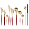 Set stainless steel, tableware, golden spoon, 3 piece set