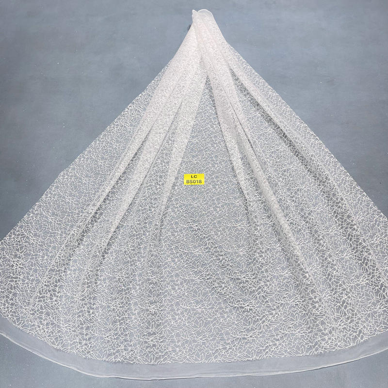 白纱系列LC-BS018花型款1Y起订 婚纱礼服面料 网纱 洒金片 喷金网