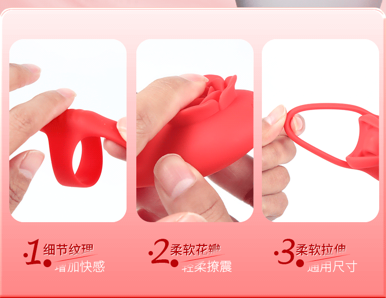 Rose Dual-Ring Vibrating Penis Ring with Remote, 10-Frequency Prostate Massager — detail image 10