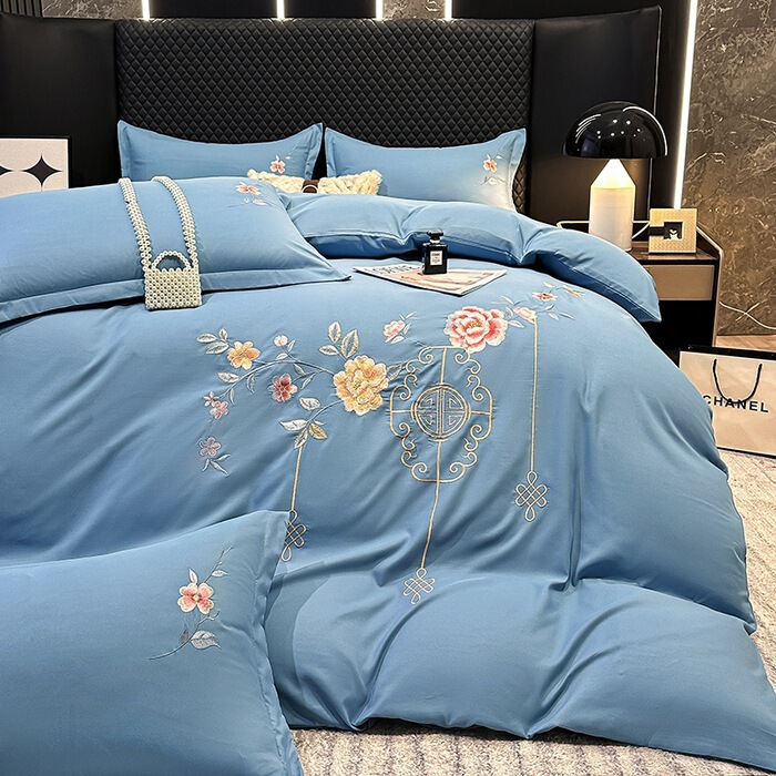 新商品の水洗い綿の毛磨き刺繍四点セットの肌に優しい刺繍布団カバーのシーツの寝具の刺繍卸売り|undefined