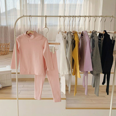 Category A children's mid-collar white autumn clothes and long pants 2023 autumn and winter girls' wear kindergarten performance bottoming suit pajamas