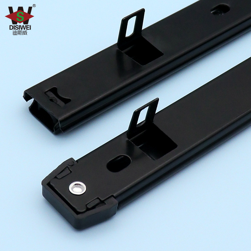Disway factory wholesale black 12-14 inch 27 width two-section base drawer steel ball cushion guide rail slide track