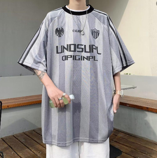 [SHOPEE] TH Cross-border hombre y mujer camisa de manga corta camisa de malla estriada suelta blusa de secado rápido