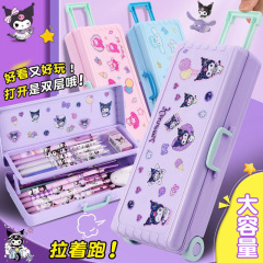 新款拉杆箱文具盒多功能行李箱铅笔盒学生大容量双层款折叠文具盒
