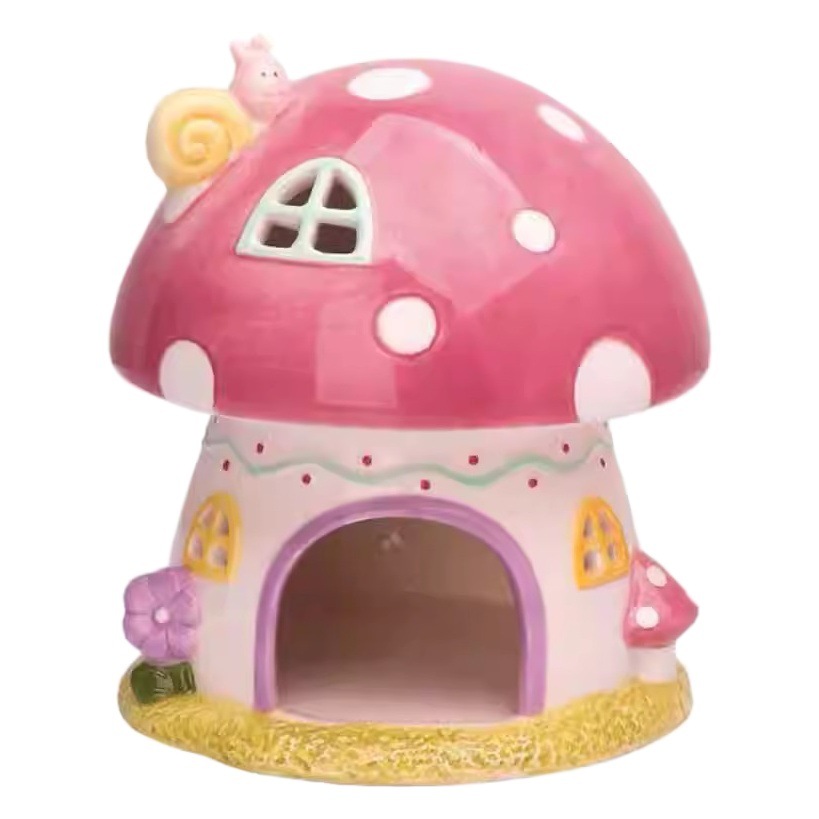 Nido de hámster cerámica seta Castillo Casa Oso de Oro conejo fijo escondite Casa colorido adornos mascota nido siesta image 1