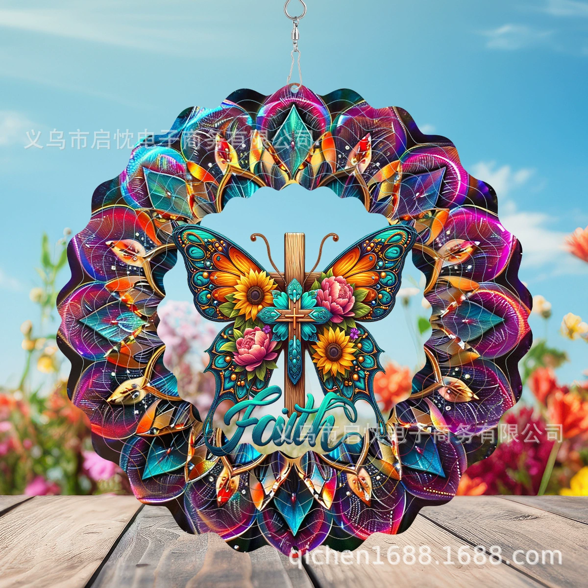 Трансграничный взрыв животных ветровой подвески наружный двор садовый украшения бабочка 3D вращающийся колокольчик завод прямые волосы