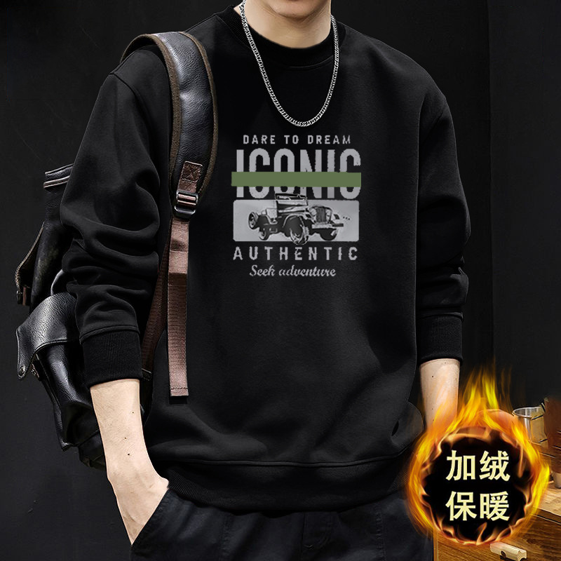 Pesado y camisa de cuello redondo para hombres nueva primavera y otoño marca de moda americana de manga larga chaqueta de otoño para hombres
