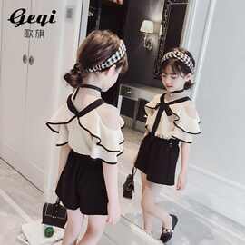 女童装时髦套装洋气夏装韩版2023新款网红中大童儿童夏季雪纺衣服