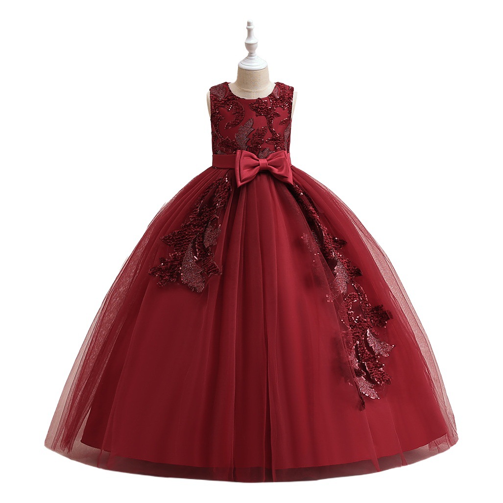Vestido para niños Comercio exterior ropa para niños bordado tridimensional hilo hinchado vestido de princesa escenario pasarela piano rendimiento vestido de noche