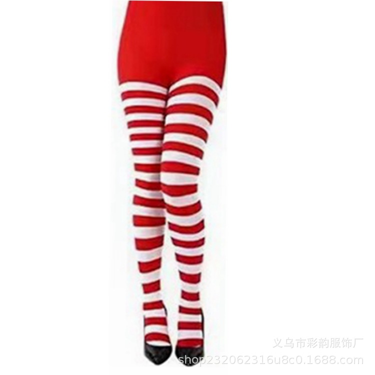 Fabricante suministro de stock de medias de rayas de Navidad medias de rayas rojas y verdes medias de Navidad rayas