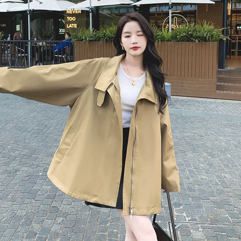 Petite Khaki Trench Coat for Women 2025 Spring and Autumn New British Style Short Cape Coat Loose and Slimming