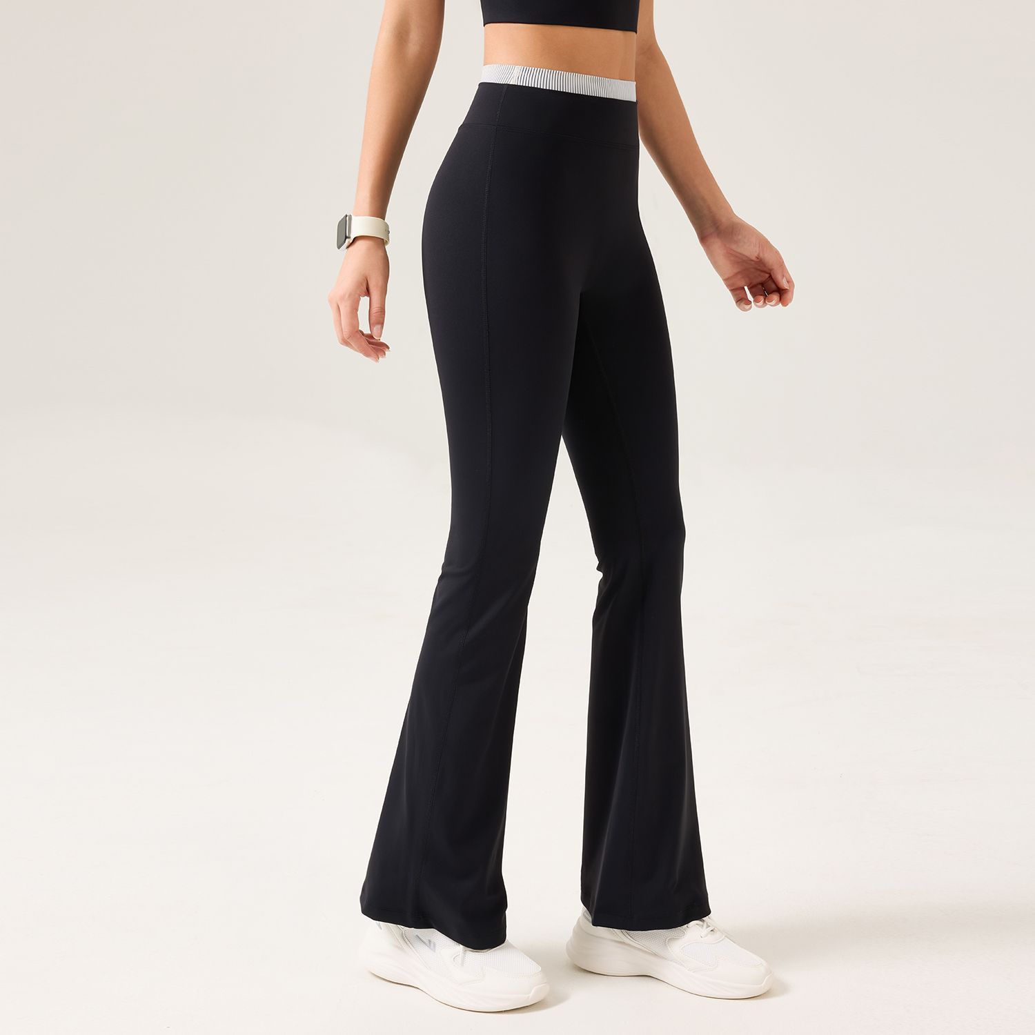 【Precio fijo】Pantalones anchos de yoga para mujer, de cintura alta, que realzan los glúteos, pantalones acampanados informales, sensación de ligereza, pantalones largos ajustados para deportes y correr