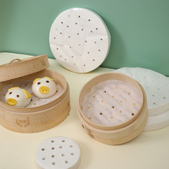 食品級一次性蒸籠墊紙圓形帶孔蒸籠墊紙蒸屜紙雙面可用不粘硅油紙