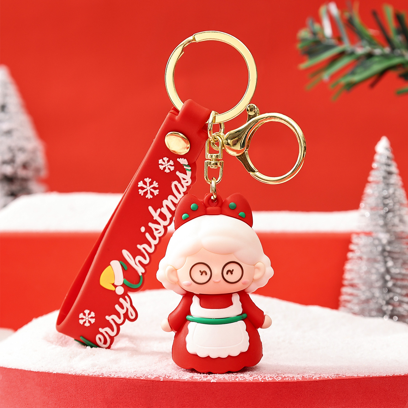 Nueva lindo Navidad muñeco de nieve llavero dibujos animados coche colgante mochila adorno pequeño regalo al por mayor