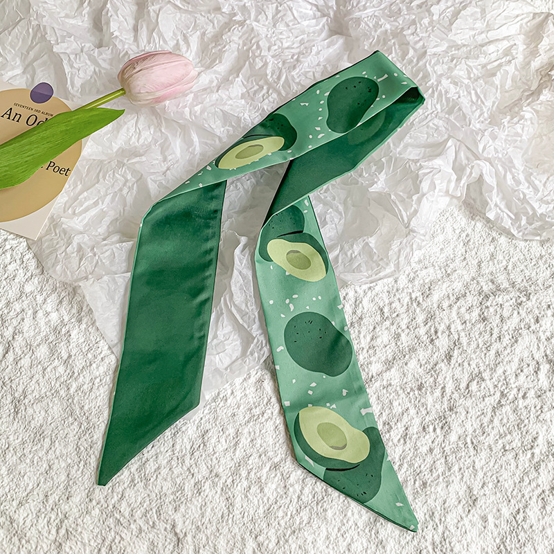 Bufanda de seda, banda larga, sensación de alta calidad, nuevo estilo, cuello, bufanda pequeña, serie de frutas, pañuelo para el cabello, cinta para el cabello