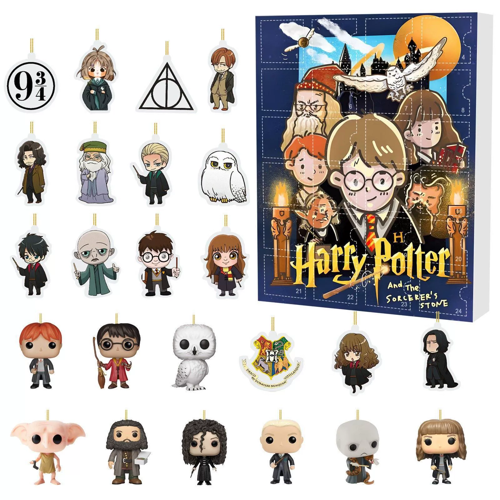 Адвент-календарь 24 дня (Harry Potter) blind box — акриловые подвески для ёлки, 26×18×3 см
