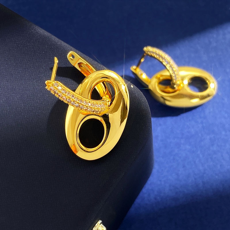 Orecchini a lobo naso di maiale metallizzati lucidi moda_voghion.com