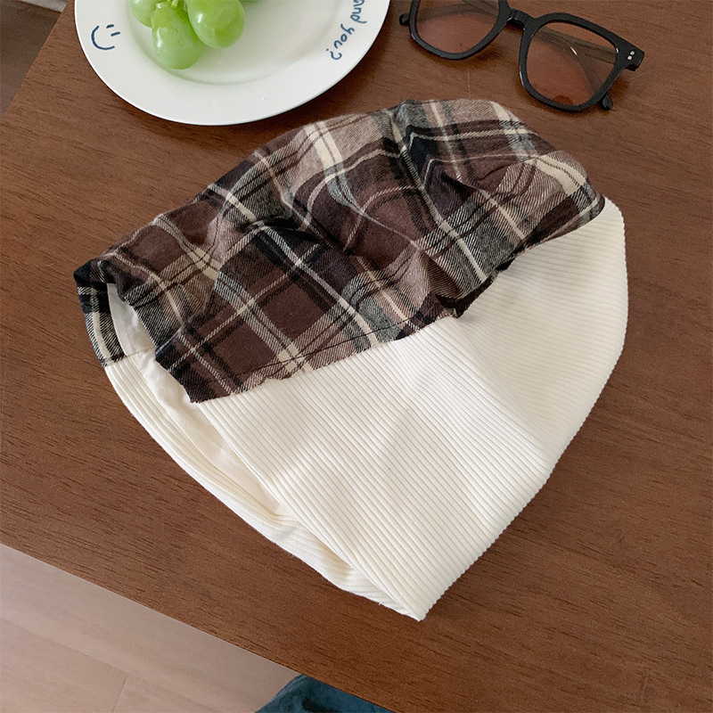 Sombrero japonés retro empalmado para mujeres primavera y verano suelto versátil para mostrar la cara pequeña gorra fría perezosa sombrero