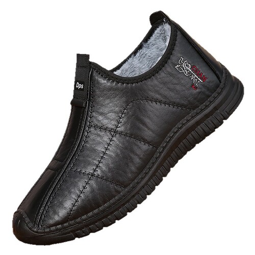 Winter large-size cotton shoes, men's warm and padded casual leather shoes, non-slip, middle-aged snow boots