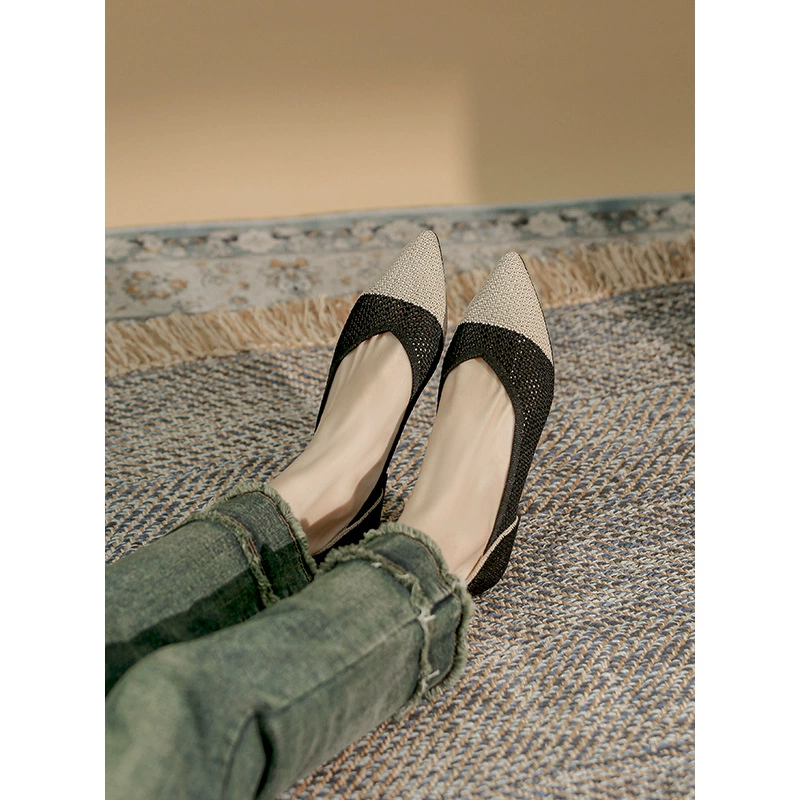 Японская принцесса обувь женская остроконечная, неглубокая летающая, полые трикотажные туфли мягкая подошва повседневная плоская, европейская и американская внешняя торговля летом