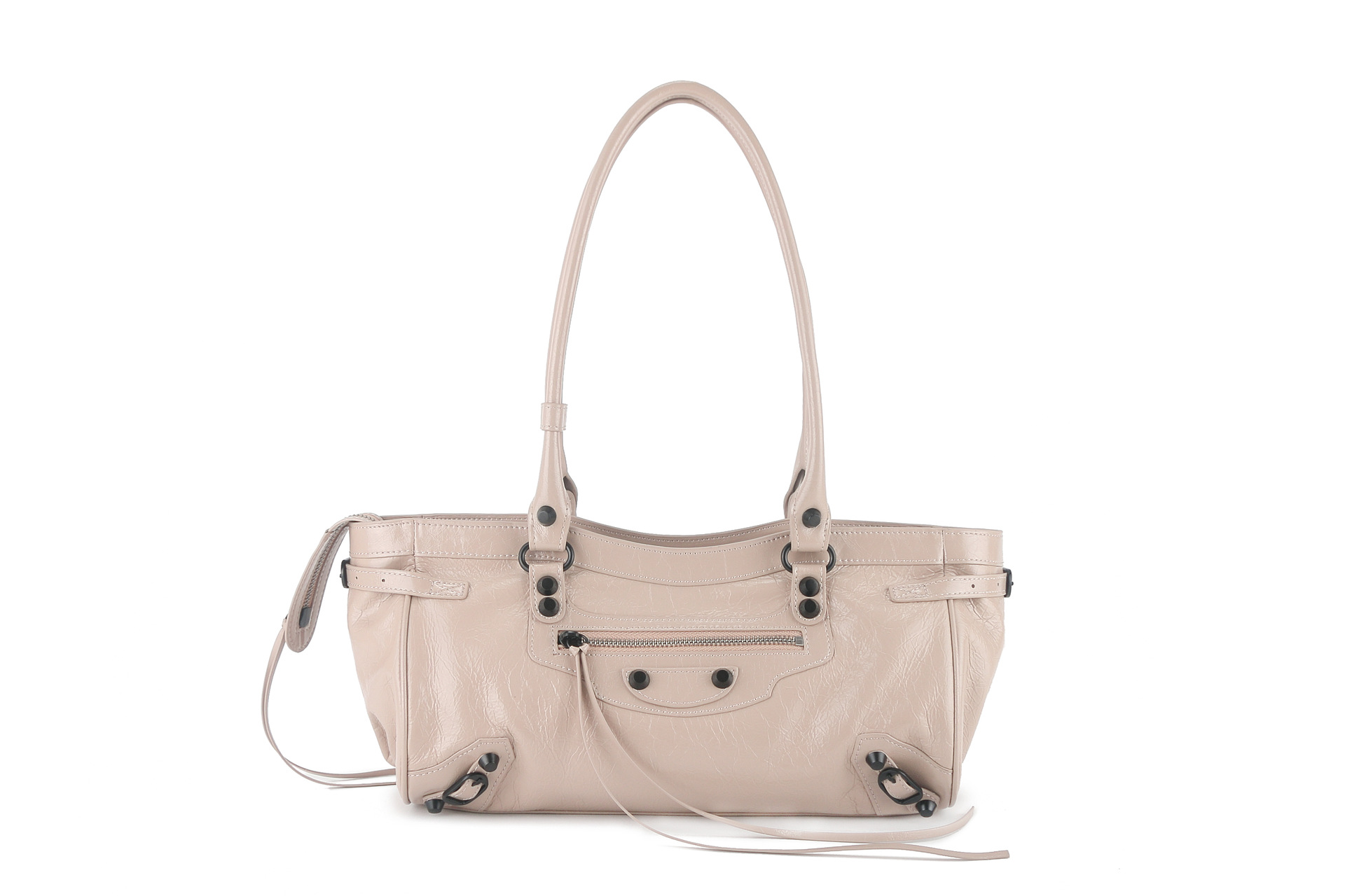 Bajia East-West Studded Biker Shoulder Bag For Women - Retro Commuter Large Capacity Handbag - Thumbnail 7