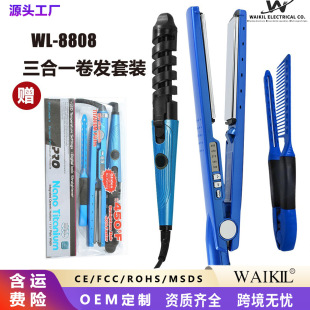 Curly metal gold clip, brush, set, (Cross-border trading), three in one