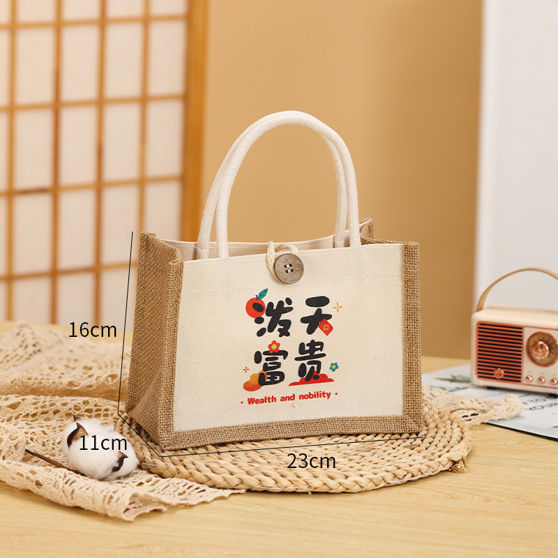 Nuevo bolso de lino estudiante caja de almuerzo ropa de protección del medio ambiente compras bolso ojo bolsa de lino bolso de lona