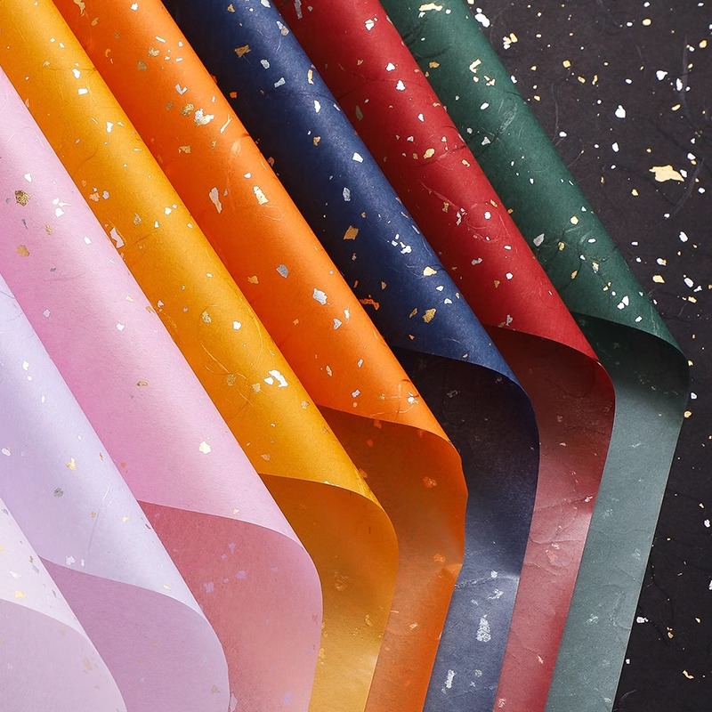 创意轻奢金银点鲜花包装纸手工节日礼品包装纸花店花艺包装纸批发