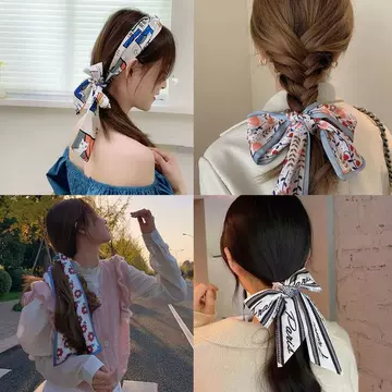 Korean Fashion Small Silk Scarf Hair Belt Women's Internet Celebrity Ponytail Hair Rope Tie Hair Towel Sweet Hair Rope Ribbon Hair Accessories New