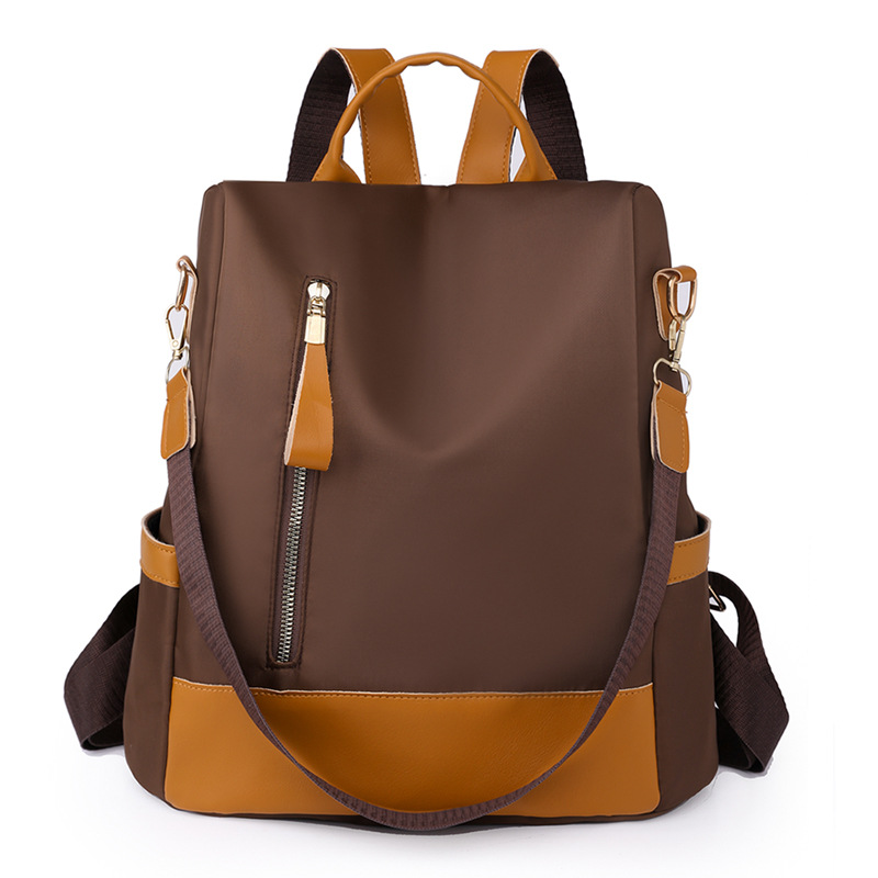 2023 nueva mochila antirrobo de nailon coreano moda femenina color contraste multifuncional ligero mochila de viaje de doble uso