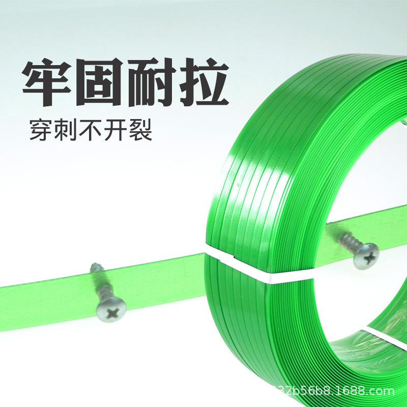 工厂生产供应1608绿色塑钢带 pet聚酯打包带 热熔手动塑钢打包带