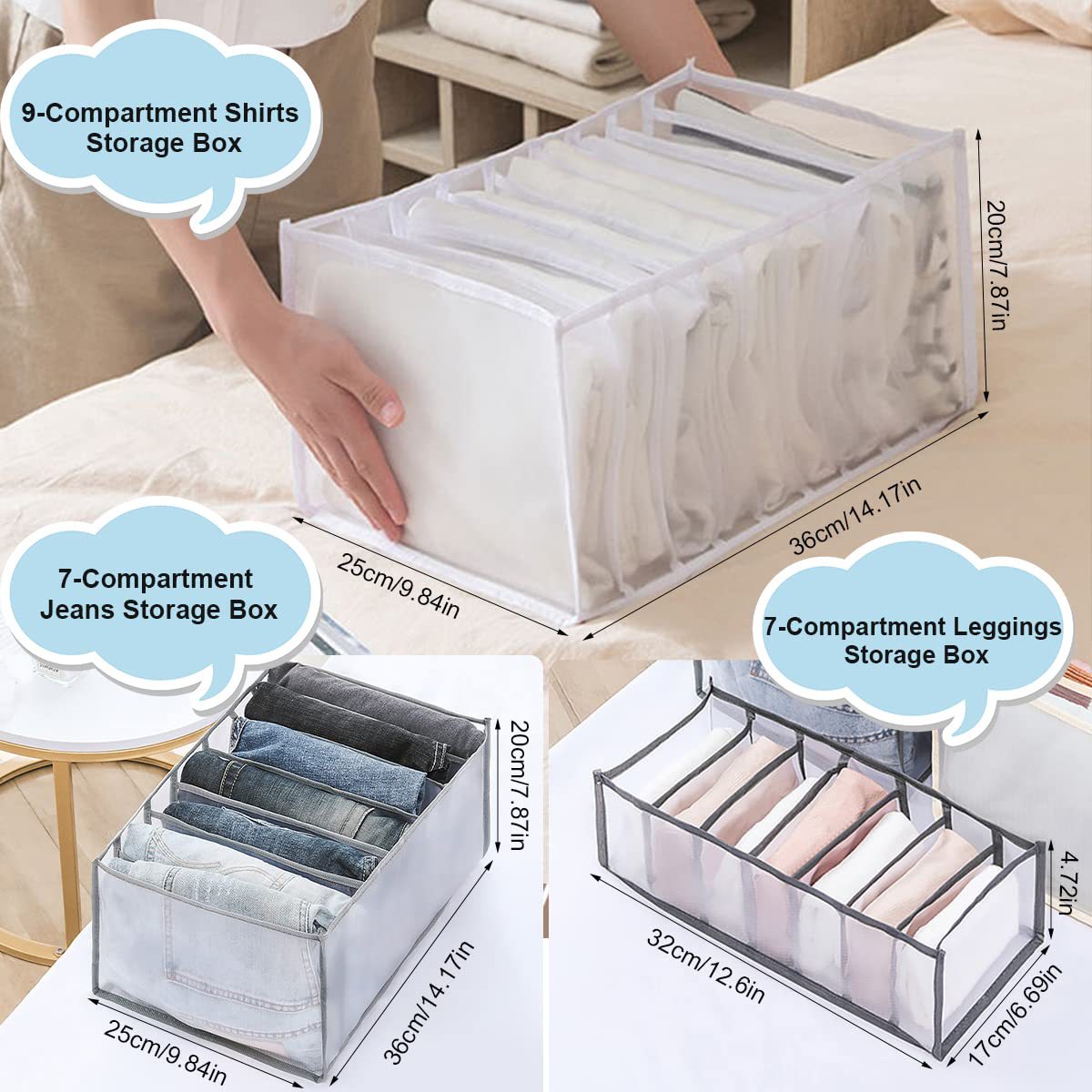 Caja de almacenamiento transfronteriza de ropa y pantalones compartimento de ropa armario caja de almacenamiento de jeans domésticos caja de almacenamiento en capas