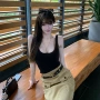 修身气质辣妹高腰两件套