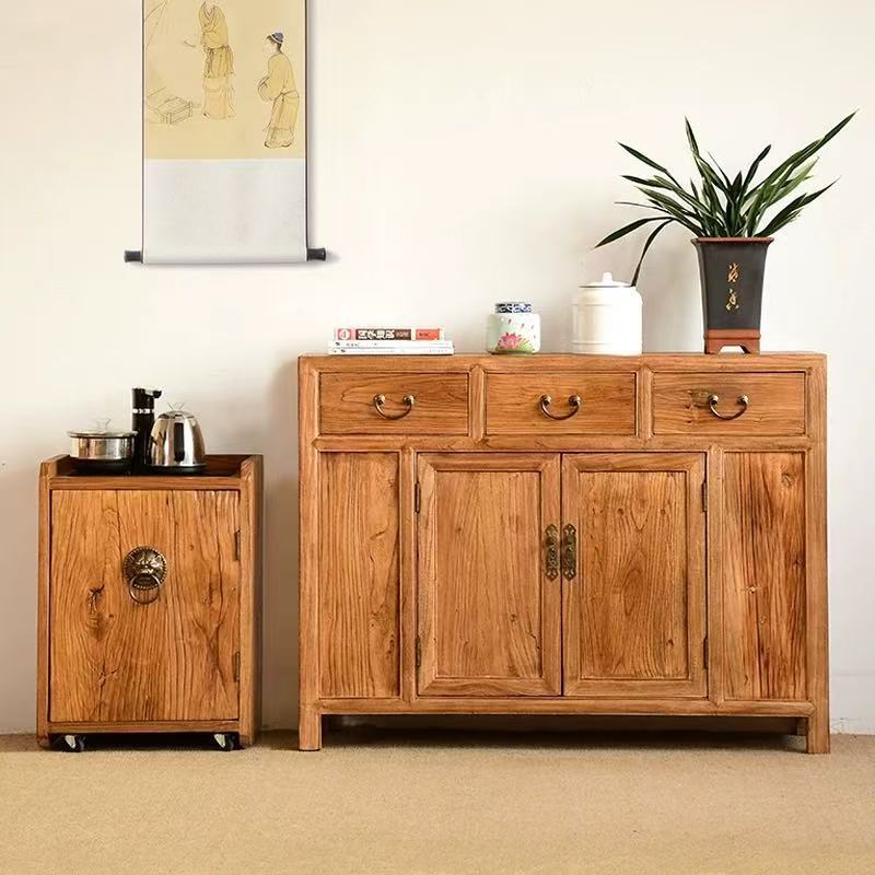 Old Elm Sideboard Modern Minimalist Solid Wood Dining Room Furniture Tea Cabinet New Chinese Furniture Storage Cabinet