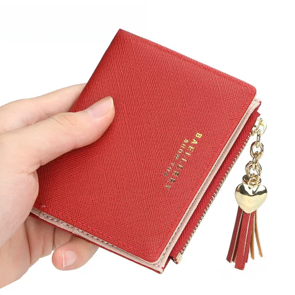 baellerry Wallet Women's Short Korean-style Multi-card Buckle Coin Purse Saffiano Tassel Zipper Women's Bag