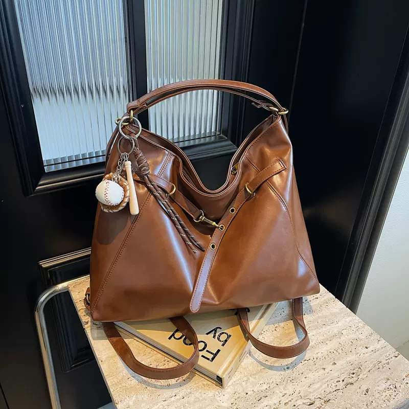 跨境复古双肩包包女秋季2024新款时尚韩版托特包休闲大容量单肩包