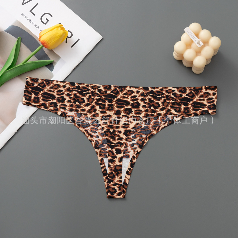 Comercio exterior transfronterizo de color sólido leopardo hielo sin marcas pantalones íntimas femeninas delgadas y transpirables pantalones íntimas de damas al por mayor