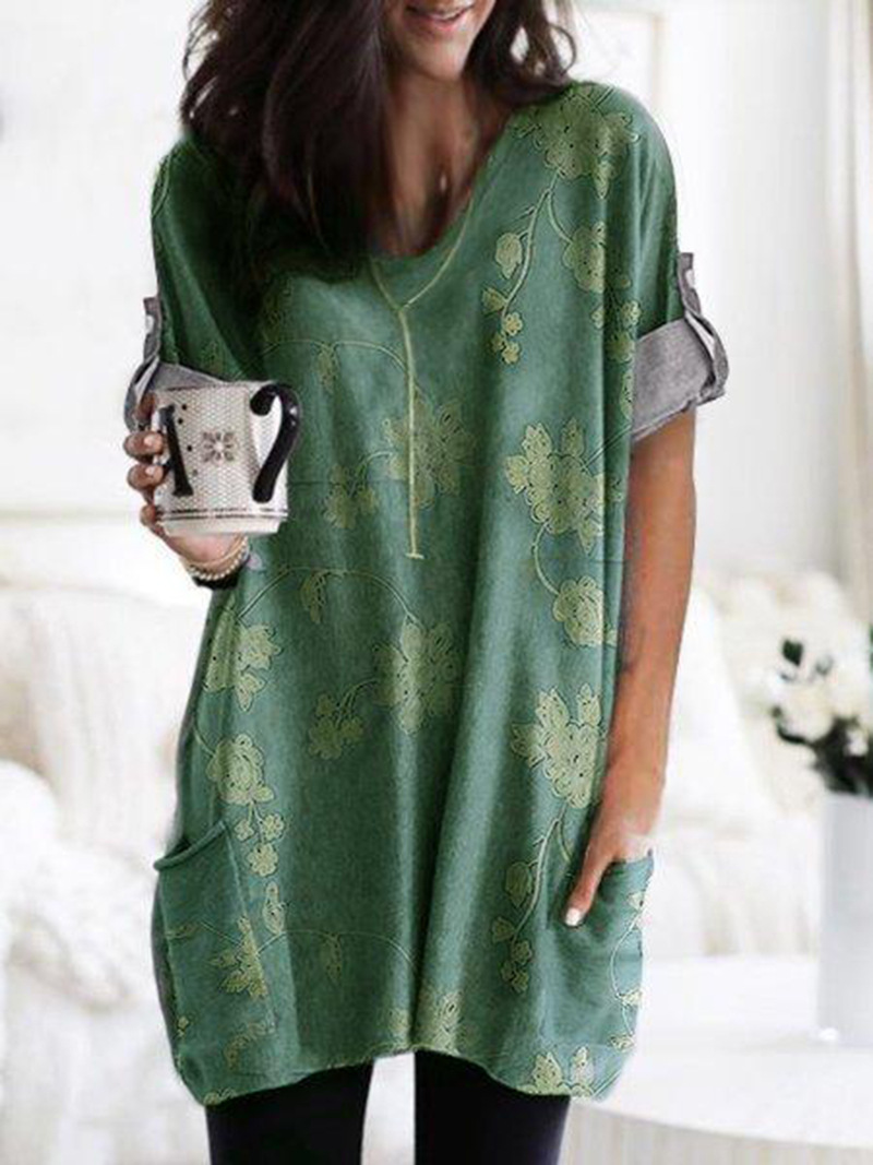 2023アマゾンebay速売通wish新欧米秋長袖カジュアルポケットtシャツ上着女装