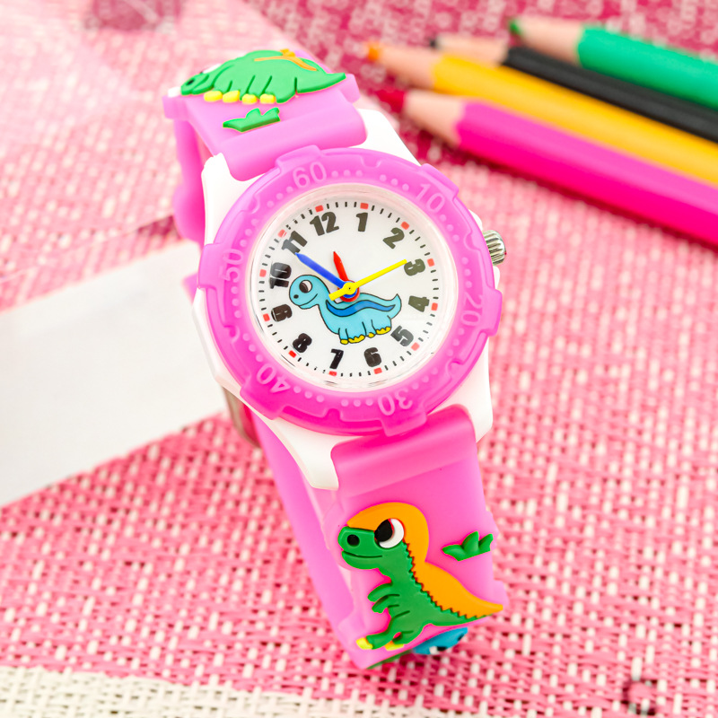 Amazon moda 3D dibujos animados dinosaurio niños reloj niños y niñas impermeable reloj electrónico tendencia reloj de cuarzo en stock