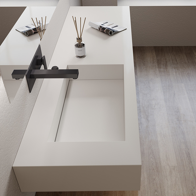 Placa de roca integrada combinación de gabinete de baño moderno baño de madera maciza lavabo Hotel lavabo gabinete al por mayor