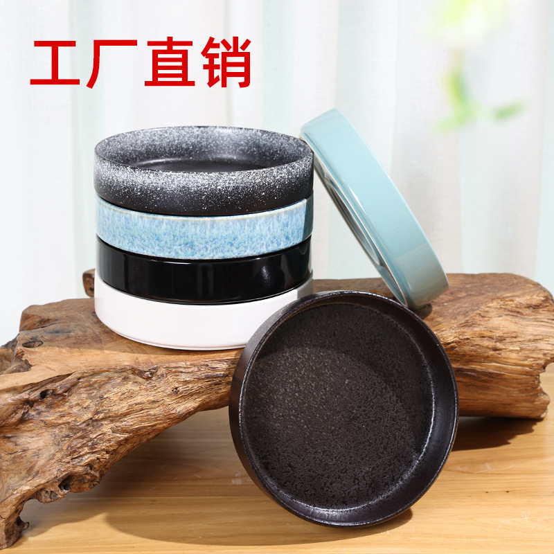 Japanese Sword Mountain Flower Vase Ceramic Japanese Flower Arrangement Zen Flower Plate Small Hara School Flower Arrangement Round Plate Ink and Retro Flower Pot