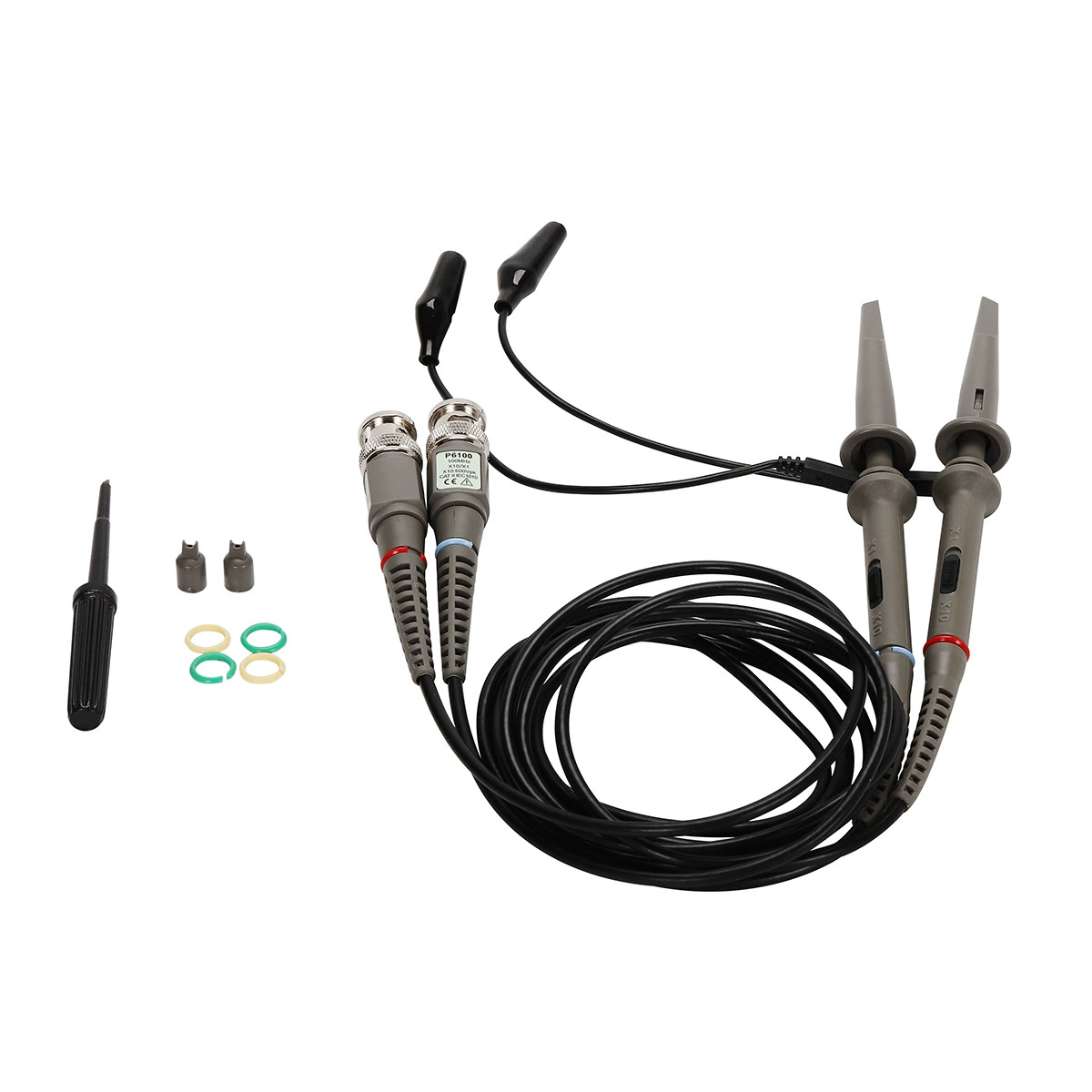 Производитель настраивает универсальный пробник осциллографа с переключением 20 МГц-300 МГц/1:10, пробник осциллографа