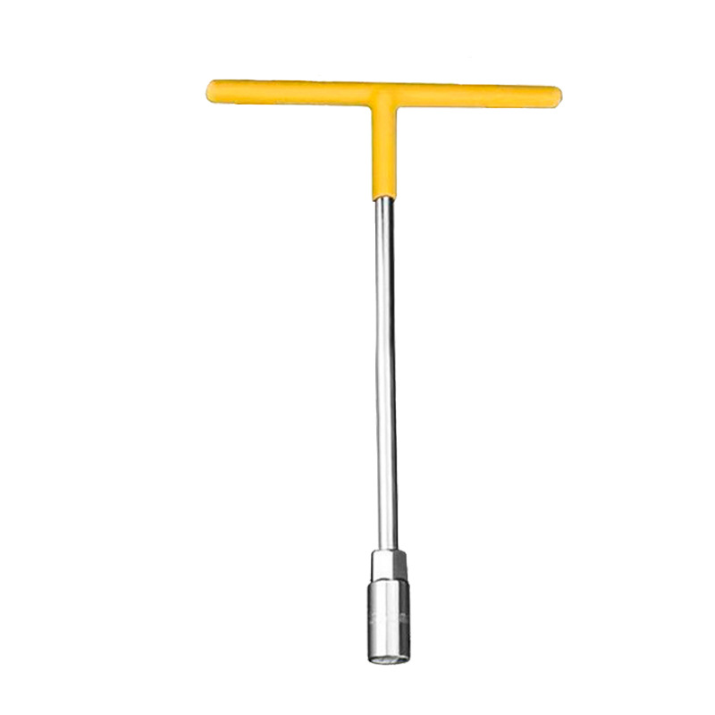 Llave en forma de T de acero al cromo vanadio genuino, enchufe hexagonal extendido en forma de T, herramienta de llave de tubo con mango recubierto de goma manual multifuncional