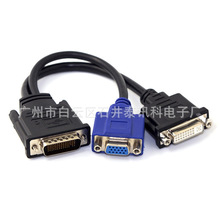 电脑显卡DMS59针转DVI/VGA转换线 一分二 DVI24+5分屏线 同时显示